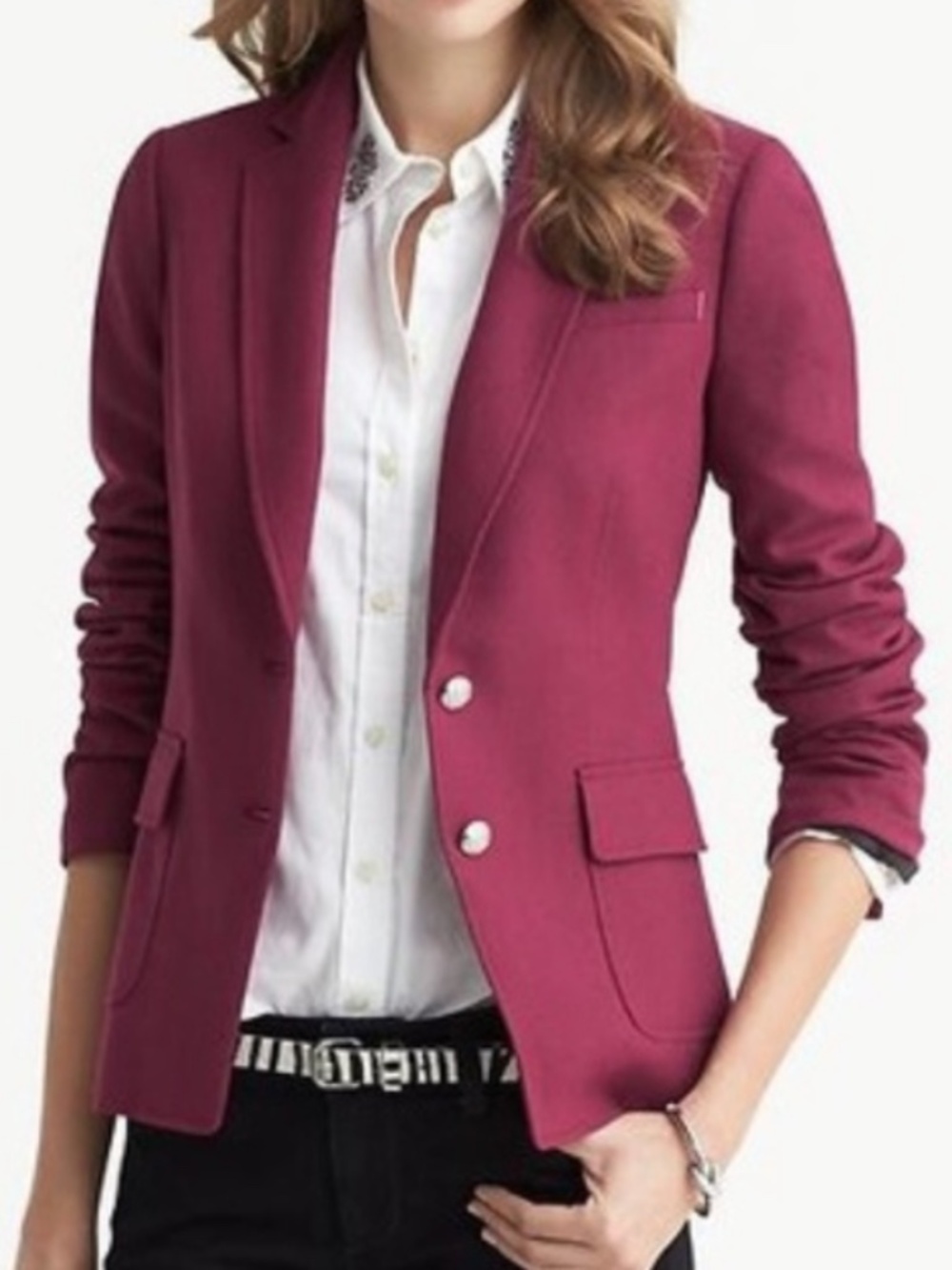 Banana Republic Maroon/Burgundy Italian Fabric Blazer/Suit Jacket | Size 6